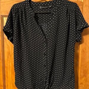 New York & Company Black and White Polka Dot Blouse